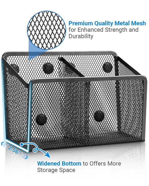 Magnetic Pen Holder With Heavy Duty Magnets Metal Pen Cup And Marker Storage Organizer For Whiteboards Fridges Lockers Classrooms And Office Desks