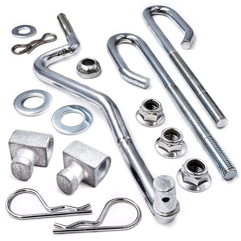 Heavy Steel Deck Lift Hanger Rod Kit Compatible With John Deere Tractors includes steel rods, fasteners, and hardware for installation.