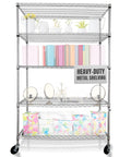 Beefy 4000 Lbs Heavy Duty Wire Rack With Five Tier Design On Wheels 48 By 18 By 76 Inches NSF Commercial Chrome Shelving unit
