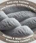 Close-up of grey corduroy fabric texture of Ultimate 360 Degree Swivel Rocker Recliner With Heat And Massage For Nursery And Living Room