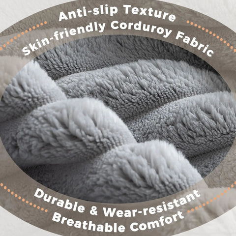 Close-up of grey corduroy fabric texture of Ultimate 360 Degree Swivel Rocker Recliner With Heat And Massage For Nursery And Living Room