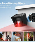 Solar Wireless Driveway Alarm With 2600 Ft Range, wall-mounted motion sensor, weatherproof, detecting motion of vehicles and animals.
