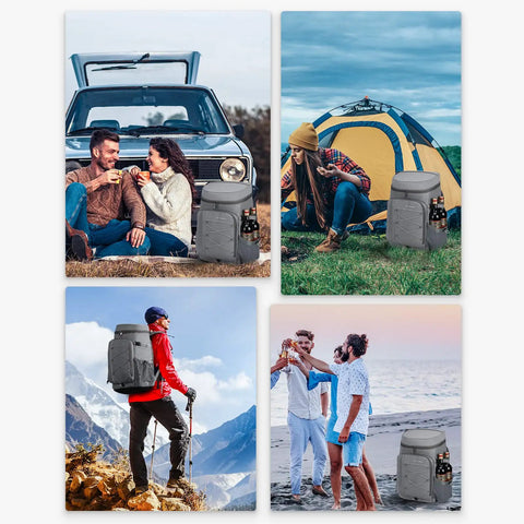 Insulated Cooler Backpack With Leakproof Liner in outdoor activities, perfect for picnics, hiking, and beach trips, 35-50 can capacity.