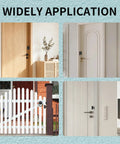 Compact 90 Degree Flip Latch Gate Security Lock With Matte Black Finish on various doors and gates in different settings.