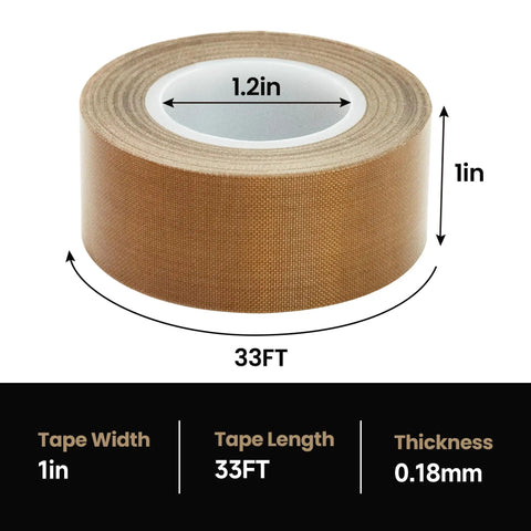 Heavy Duty High Temperature PTFE Tape For Vacuum Sealer Machine 1 Inch By 33 Feet Heat Resistant Up To 500 F 260 C