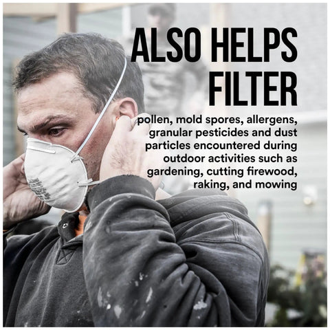 N95 Respirator Mask For Drywall Sanding All Day Comfort NIOSH Approved 95 Percent Filtration Advanced Filter Media For Easy Breathing Cushioned Nose Foam Adjustable Nose Clip Stretchable Straps 20 Pack Model 8210D20DC