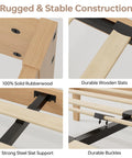 Built Different Twin Xl Wood Bed Frame With Solid Rubberwood Platform Base highlighting durable wooden slats and strong steel support.
