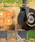 Close-up of 6-inch all-terrain wheel with 360° rotation for All In One Portable Collapsible Wagon Cart With Removable Side.