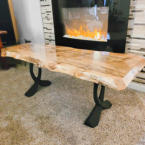 Industrial Steel Bench Legs For Coffee Tables And Outdoor Benches 16 Inch High Set Of 2 under live edge wood table near fireplace