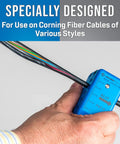 Person using Pro Grade Fiber Optic Slit and Ring Tool for Micro Duct Cables, 5 Mm to 10 Mm Range, blue tool in hand
