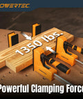 24 Inch Parallel Clamps For Woodworking Two Pack Heavy Duty 90 Degree Steel Bar Jaw securing wood with 1,350 lbs force