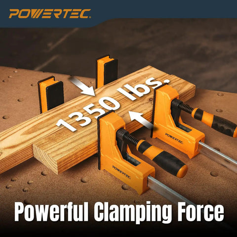 24 Inch Parallel Clamps For Woodworking Two Pack Heavy Duty 90 Degree Steel Bar Jaw securing wood with 1,350 lbs force