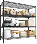 Extra Wide 4 Tier Storage Rack With 800 Lbs Capacity Adjustable Shelves Black Metal Shelf Unit For Garage Closet Kitchen Utility And Bulk Storage Heavy Duty Steel Construction For Long Lasting Use, black metal 4-tier shelf with kitchen storage