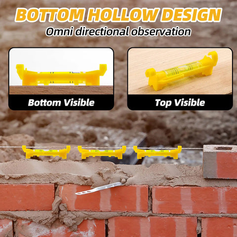 Solid 8 Piece Hanging Bubble Line Level Kit Featuring Slick Abs Shell And Bright Fluorescent Vials, Top Notch Mini Spirit String Levels For Masonry, Tiling, Construction, Surveying, And No Sweat DIY Projects