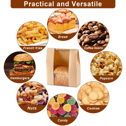 Large Window Paper Bread Bags 25 Pack For Sourdough And Homemade Bread With Label Seal Stickers Includes 25 Bags