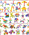 Various shapes and figures built with Kid Friendly STEM Building Blocks Set 120 Piece Gear Interlocking Toy Kit With Colorful Star Shaped Pieces Safe Plastic Material For Toddlers Aged 3 Plus Educational Construction Toy For Boys And Girls.