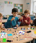 8 Set Electric Circuit STEM Kits For Kids Aged 8 To 12 Easy Setup No Tools Needed Each Kit Comes With Its Own Manual Supports Up To 8 Players Batteries Not Included Super Fun Hands On Electronics Projects, kids assembling circuit parts