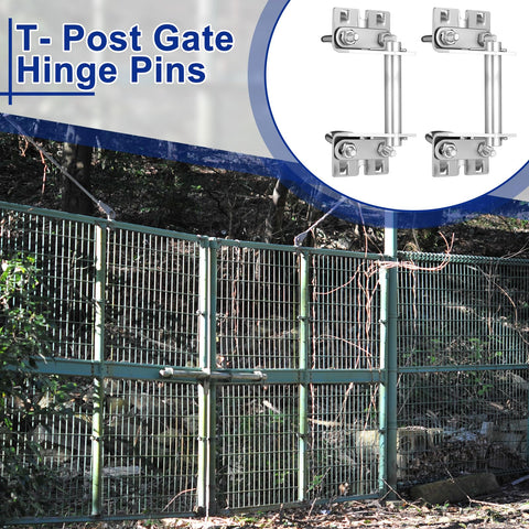 1 Set Heavy Duty T Post Gate Hinge Pins Made From Solid Steel Farm Gate Hanger Hardware For Ranch Garden Backyard Use