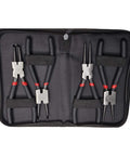4 Piece 7 Inch Snap Ring Pliers Set With Internal And External Circlip Pliers, Straight And 90 Degree Angled Jaws in black case