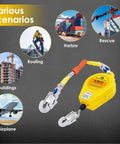 Heavy Duty Self Retracting Fall Arrestor With Solid 17 Foot SRL Rope And Double Locking Steel Housing for roofing and construction.