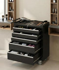 Rolling 5-Drawer Tool Chest With Locking System On Wheels, Portable Tool Cabinet Organizer, Heavy-Duty Steel Cart, Black Finish