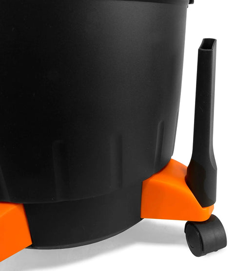 Portable Wet Dry Shop Vacuum And Blower 5 Gallon 10 Amp HEPA Zero Point Three Micron Filter Hose And Accessories base close-up