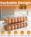 Clear Stackable Egg Holder With Lid And Handle Pack Of 4 For Fridge Organization 14 Slot Egg Tray in kitchen setting