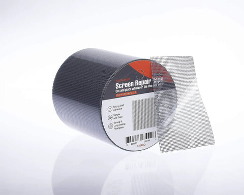 Extra Wide Screen Repair Kit For Doors And Windows, 4 Inch By 15 Foot, Black Adhesive Waterproof Fiberglass Tape roll display