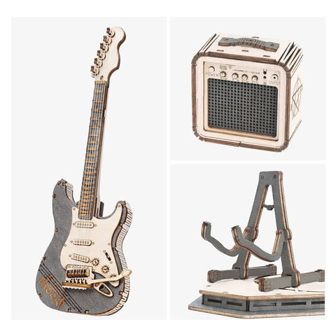 DIY Wooden Guitar Kit 3D Puzzle Craft Build Your Own Electric Guitar Model Easy Assembly In One And A Half Hours Totally Brain Teaser Toy