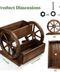Wooden Wagon Planter Box With Wheels For Indoor And Outdoor Patio Garden Decor Ideal For Flowers Herbs Vegetables And Succulents A Charming Mobile Flower Cart To Brighten Balconies Decks And Entryways, dimensions 17 x 17.71 x 15.16 inches.