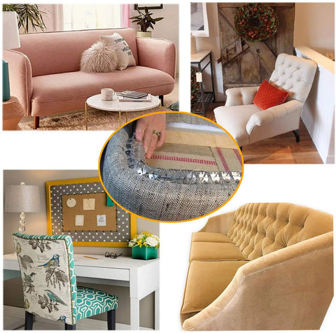 Sturdy 32 Foot Flexible Metal Upholstery Tack Strip For Sofa And Chair Fabric Securing With Curved Edge Grip for DIY repairs.