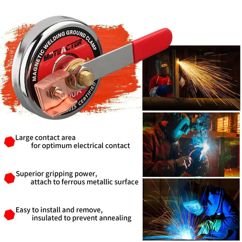 Beefy 500 Amp Magnetic Welding Ground Clamp With 3.34 Inch Quick Release Magnetic Mount for industrial work and welding