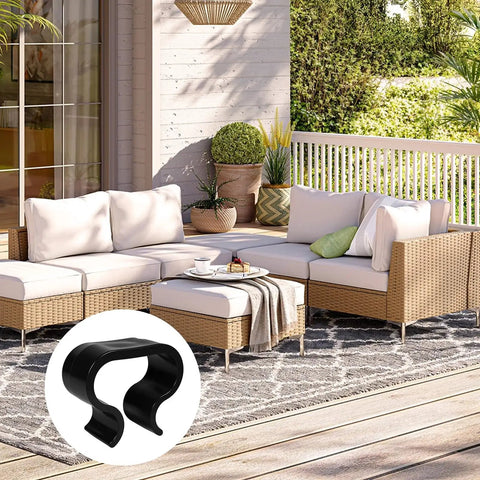 Outdoor patio with rattan sectional sofa and inset of 10 Pack Outdoor Patio Furniture Clips For Rattan Sectionals And Wicker Furniture No Tools Needed Easy Install Garden Couch Connectors To Stop Shifting And Keep Your Sofa Aligned Secure Fit For Large Tubes 5.8 Cm