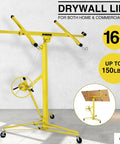 Heavy Duty Drywall Lift Panel Hoist For 16Ft Ceilings And 19Ft Walls 150 Lbs Capacity Rollable With Caster Wheels Tool Free Assembly