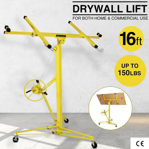 Heavy Duty Drywall Lift Panel Hoist For 16Ft Ceilings And 19Ft Walls 150 Lbs Capacity Rollable With Caster Wheels Tool Free Assembly