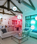 Smart 4 Inch Recessed LED Downlights With Color Changing RGBW And Tunable White, Wi Fi Enabled 2.4GHz Smart Home Ready in living room