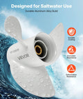 Beefed-Up Aluminum Corrosion-Resistant Outboard Propeller For Yamaha 60-130 HP, 3-blade showing durable coating in ocean