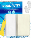 Heavy Duty Two Part Epoxy Pool Putty For Active Leaks Underwater Or Dry Surfaces 10 Oz Repair Tube with tools and gloves.