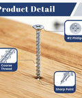 Zinc Plated Size 8 By 3/4 Inch Self Tapping Drywall Screws featuring coarse threads and sharp points for easy installation.