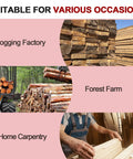 Easy Setup Heavy Duty Vertical Chainsaw Guide With Adjustable Lumber Cutting Rail And Precision Woodworking Jig For No Sweat Rip Cuts On All Your Timber Boards Built Darn Tough For Weekend Warrior Projects In Bright Red displayed in logging factory, forest farm, and home carpentry settings.