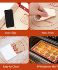 Extra Thick Non Slip Silicone Baking Mat 32 By 24 Inch With Dual Color Inch And Cm Measurements Rounded Edges Reinforced Border