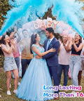 Killer Gender Reveal Smoke Bombs With Classic Fire Extinguisher Design And Fully Biodegradable Formula, blue smoke at celebration.