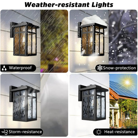 Outdoor Wall Light Fixtures Waterproof Porch Lanterns Dope Matte Black Exterior Sconce Lighting With Anti Rust E26 Sockets
