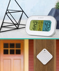 Wireless Temp Station with outdoor sensor and tri color LCD for real time indoor and outdoor temp readouts, humidity tracking.