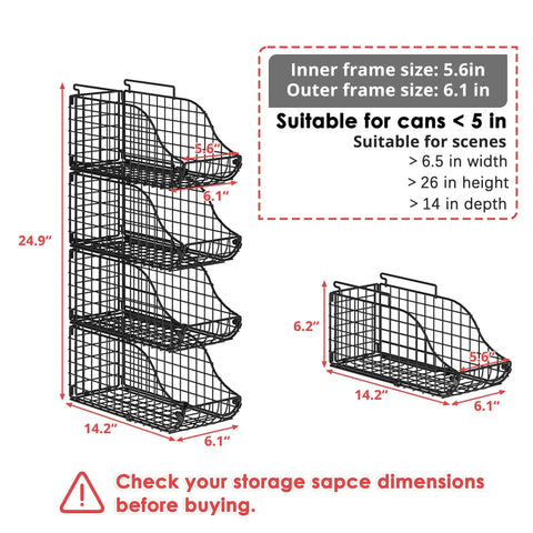 Eight Pack Can Organizer For Pantry And Fridge, Stackable Wire Shelf Rack Holds Up To Seventy Two Cans diagram