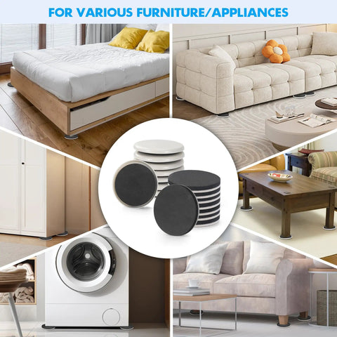 16 Pack Furniture Sliders For Hardwood Floors And Carpet Bundle With Eight Felt And Eight Plastic Sliders 3.5 Inches Diameter For Easy No Sweat Move Of Heavy Furniture And Appliances Safely