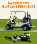 Beefed Up Steering Gear Box Assembly For EZGO TXT Golf Cart 1994 Through 2001 with golf cart on green grass