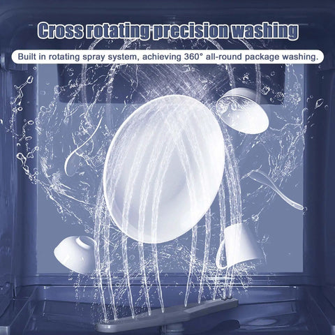 Cross rotating precision washing inside Portable Countertop Dishwasher With Four Wash Cycles And Hot Air Dry.