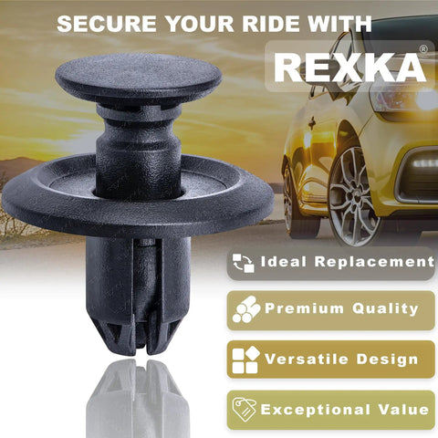 30 Piece Fender Liner Push Type Retainer Clips Set MU488006 for Mitsubishi vehicles in product display with REXKA branding