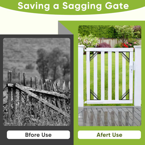 Heavy Duty Anti Sag Gate Hardware Kit With Steel Brackets And Welded Hinges For Wooden Fences Driveways And Corral Gates Gate Kit With Rust Resistant Screws Door Not Included